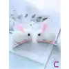 2li Beyaz Tavşanlı Yumuşak Astarlı Klips Toka Seti - Kız Bebek Çocuk Klipsli Pens Saç Tokası