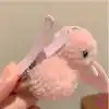 2li Beyaz Tavşanlı Yumuşak Astarlı Klips Toka Seti - Kız Bebek Çocuk Klipsli Pens Saç Tokası
