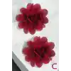 2li Chiffon Flower Kız Çocuk Toka Seti Bordo - Çiçekli Bebek Çocuk Saç Tokası Çıtçıt Pens Toka