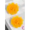 2li Chiffon Flower Kız Çocuk Toka Seti Gold - Çiçekli Bebek Çocuk Saç Tokası Klips Pens Toka