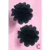 2li Chiffon Flower Kız Çocuk Toka Seti Siyah - Çiçekli Bebek Çocuk Saç Tokası Klips Pens Toka