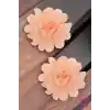 2li Chiffon Flower Kız Çocuk Toka Seti Somon - Çiçekli Bebek Çocuk Saç Tokası Klips Pens Toka