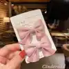 2li Çocuk Saten Fiyonk Toka Seti Pembe - Kurdele Fiyonklu Klips Pens Saç Tokası