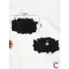 2li Fransız Tarz Siyah Çiçekli Çıkarılabilir Klipsli Ayakkabı Süsü - Sandalet Babet Tokası Charmı