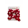 2li Kız Çocuk Fiyonk Pens Toka Seti Kırmızı Tonlu - Kurdele Fiyonklu Klips Saç Tokası Model-3