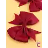 2li Kız Çocuk Grogren Saten Fiyonk Toka Seti Bordo - Fiyonklu Kurdele Klips Pens Saç Tokası