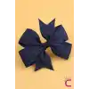 2li Kız Çocuk Grogren Saten Fiyonk Toka Seti Lacivert - Fiyonklu Kurdele Klips Pens Saç Tokası