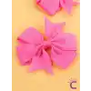 2li Kız Çocuk Grogren Saten Fiyonk Toka Seti Pembe - Fiyonklu Kurdele Klips Pens Saç Tokası