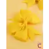 2li Kız Çocuk Grogren Saten Fiyonk Toka Seti Sarı - Fiyonklu Kurdele Klips Pens Saç Tokası
