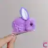 2li Peluş Tavşanlı Pens Toka Seti Mor - Çocuk Saç Aksesuarı Yumuşak Klipsli Yan Saç Tokası