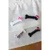 2li Pembe Kurdele Fiyonklu Beyaz Kemik Tasarım Pens Toka - Sevimli Kedi Köpek Tokası Saç Aksesuarı