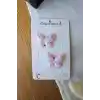 2li Pul Dolgu Kanatlı Kelebekli Saçsız Bebek Tokası - Az Saçlı Kız Bebek Toka Seti Yenidoğan Tokası