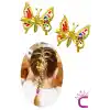 2li Retro Sallanan Kelebek Toka Renkli Boncuklu Gold Metal - Hareketli Kanatlı Kelebekli Saç Tokası