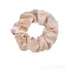 2li Saten Bej & Açık Gri Orta Boy Scrunchie Simit Toka - Renkli Lastikli Saç Topuz Tokası