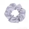 2li Saten Bej & Açık Gri Orta Boy Scrunchie Simit Toka - Renkli Lastikli Saç Topuz Tokası