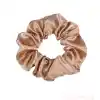 2li Saten Krem & Altın Varak Orta Boy Scrunchie Simit Toka - Renkli Lastikli Saç Topuz Tokası
