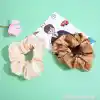 2li Saten Krem & Bej Orta Boy Scrunchie Simit Toka - Günlük Tarz Renkli Lastikli Saç Toplama Tokası