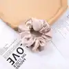 2li Saten Kumaş Kadın Scrunchie Simit Toka Krem - Uyku için Rahat Yumuşak Lastik Saç Tokası