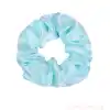 2li Saten Leopar & Açık Mavi Orta Boy Scrunchie Simit Toka - Renkli Lastikli Saç Topuz Tokası