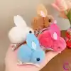 2li Tavşanlı Bebek Saç Tokası Sıcak Pembe - Astarlı Yumuşak Bebek Saç Aksesuarı Çocuk Toka Seti