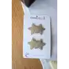 2li Yaldız Gold Renk Çift Yıldızlı Saçsız Bebek Tokası - Az Saçlı Kız Bebek Çıtçıtlı Yenidoğan Toka