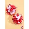 2li Yıldızlı Kırmızı Beyaz Kurdele Çiçekli 23 Nisan Pens Toka Seti - 29 Ekim Bayramı Saç Tokası