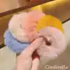 2li Yumuşak Tüylü Renkli Peluş Simit Toka - Peluş Scrunchie Lastikli Saç Tokası Renk-1