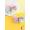 2li Zarif Gökkuşağı Renkli Tül Kelebek Toka Seti 5cm - Kız Çocuk Bebek Kelebekli Pens Saç Tokası