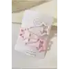 3lü Büyük Mat Soft Pembe Renkli Kayan Yıldız Çıt Çıt Toka Seti 5.2 cm - Çocuk Çıtçıt Yan Saç Tokası
