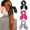 3lü Fular Scrunchie Fularlı Saç Lastiği - Kadın Fularlı Fiyonk Toka Lastikli Saç Tokası Renk-5