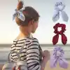 3lü Fular Scrunchie Fularlı Saç Lastiği - Kadın Fularlı Simit Toka Lastikli Saç Tokası Renk-2