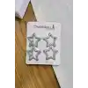 4lü Dökme Simli Gümüş Yıldızlı Çıtçıtlı Toka Seti - Renkli Kız Çocuk Yıldız Çıt Çıt Yan Saç Tokası