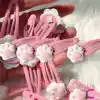 4lü Kawaii Kedi Patisi Tasarım Çıtçıtlı Toka Seti Pembe - Çıt Çıt Yan Saç Tokası Çıtçıt Çocuk Toka