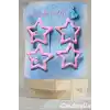 4lü Parlak Pembe Yıldız Çıt Çıt Toka Seti - Renkli Yıldızlı Çıtçıt Toka - Yıldız Çıtçıtlı Toka
