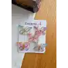 5li Mor Pembe Mavi Degrade Silikon Dolgu Kanatlı Kelebek Toka Seti - Kelebekli Mini Pens Saç Tokası