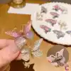 5li Mor Pembe Mavi Degrade Silikon Dolgu Kanatlı Kelebek Toka Seti - Kelebekli Mini Pens Saç Tokası