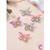 5li Mor Pembe Mavi Degrade Silikon Dolgu Kanatlı Kelebek Toka Seti - Kelebekli Mini Pens Saç Tokası