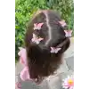 5li Pembe Mavi Degrade Kız Çocuk Kelebek Toka Seti - Dolgu Kanatlı Kelebekli Mini Pens Saç Tokası