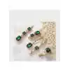 5li Yeni Sezon Kadın Yeşil Taşlı Toka Seti - Lüks Yan Çıtçıt Klips Pens Toka Seti