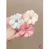 6lı Soft Papatya Çiçekli Saç Tokası - Beyaz Pembe Renkli Saç Süsü Klipsli Pens Toka Seti