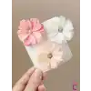 6lı Soft Papatya Çiçekli Saç Tokası - Beyaz Pembe Renkli Saç Süsü Klipsli Pens Toka Seti