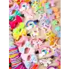 895 Parça Hediyelik Kutulu Kız Çocuk Toka Seti - Unicorn Fiyonk Yıldız Çıtçıtlı Bebek Saç Tokası