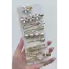 8li Özel İncili Taşlı Kurdele Tavşan Çiçek Detaylı Toka Seti - Yeni Trend Pens Çıtçıt Yan Saç Tokası