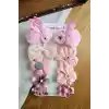 9lu Pembe Tavşanlı Kız Bebek Pens Toka Seti - Fiyonk Kurdele İncili Çiçekli Kız Çocuk Saç Tokası