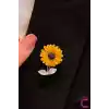 Ayçiçeği Çiçekli Tasarım Zirkon Taşlı Kadın Broş - Hediyelik Elbise Ceket Aksesuar Yaka Iğnesi Broşu