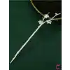 Dal Tasarım Çiçekli Japon Topuz Tokası 18cm Gümüş Renk - Vintage Kadın Metal Saç Çubuk Topuz Tokası
