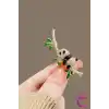 Dal Üstünde Sevimli Panda Tasarım Kristal Taşlı Broş - Hediyelik Kadın Ceket Yaka İğnesi Broşu