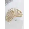 Deniz Kabuğu Model Kadın Gold Metal Mandal Toka - Orta Boy Sıkı Toplayan Lüks Mandal Saç Tokası