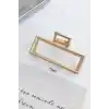 Dikdörtgen Model Kadın Gold Metal Mandal Toka - Orta Boy Sıkı Toplayan Lüks Mandal Saç Tokası