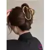 Geometrik Tasarım Gold Kadın Metal Mandal Toka 11 cm - Yeni Trend Zarif Mandallı Saç Topuz Tokası